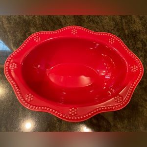 Food Network Oval Stoneware Fontinella Red Vegetable Serving Bowl